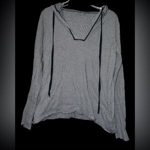 Elliott Lauren Women’s Black  White Striped Pullover Top Hoodie